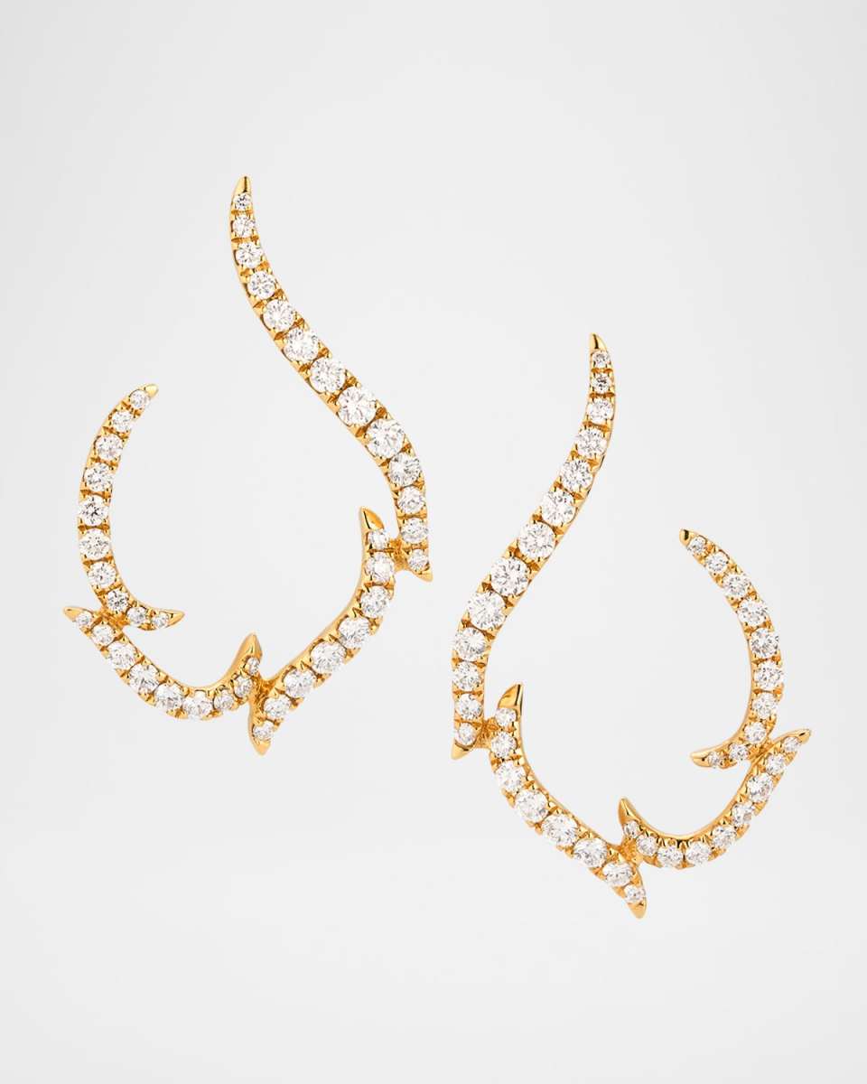Diamond Game 18K Yellow Gold Front-to-Back Diamond Flame Earrings